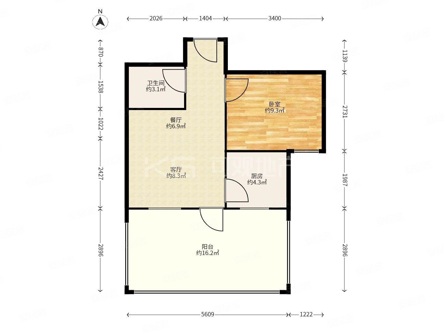 小户型战斗机可以做两房!套内50平方超大阳台假东头