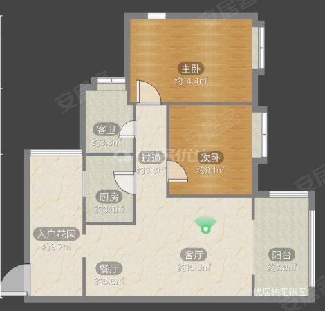 上河鹂岛2室2厅1卫86.88㎡南79.8万