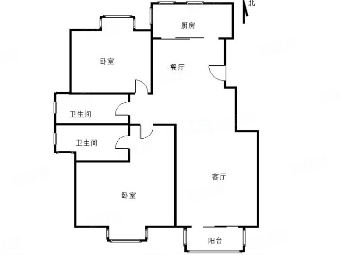 香花畦家园2室1厅2卫113㎡南北490万