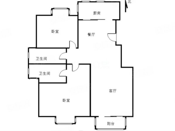 香花畦家园2室1厅2卫113㎡南北490万