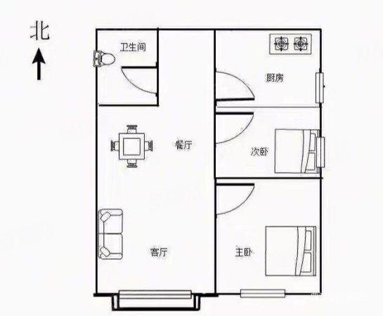 来凤路121号小区2室2厅1卫65㎡南北23.8万