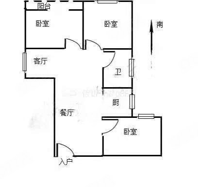 铂金丽都3室2厅1卫112㎡南北76万