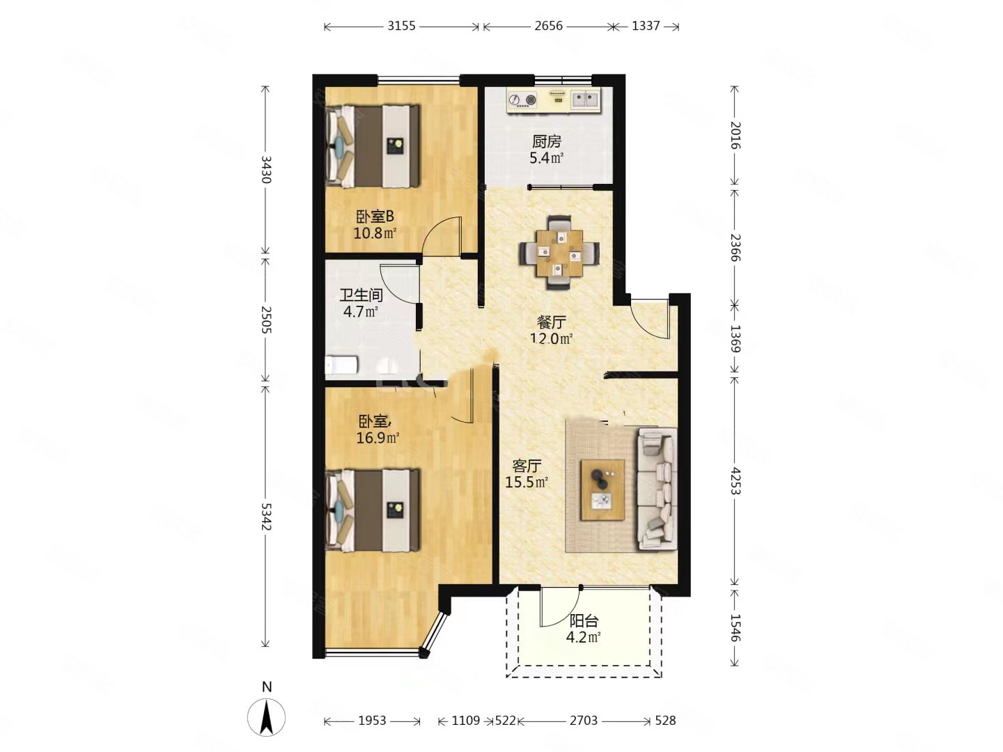 现挂牌480万桂花城低总价两房中间楼层满五