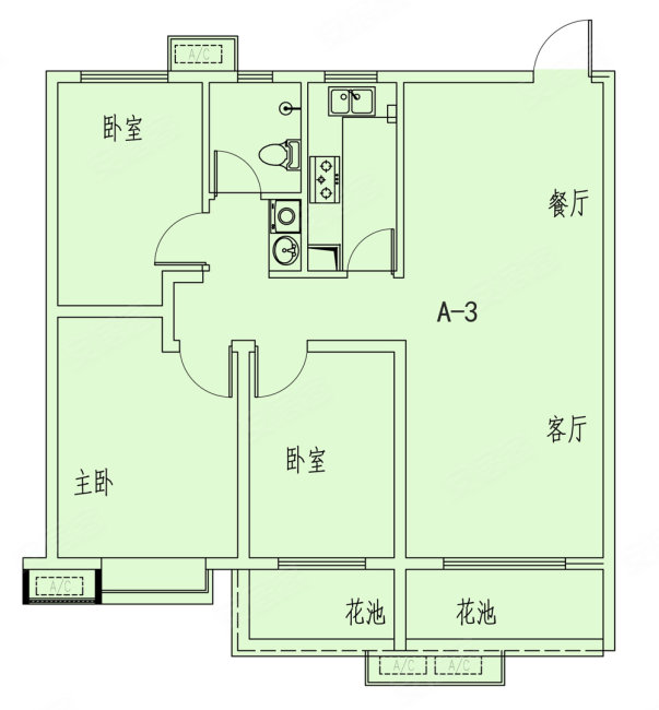 精密西苑3室2厅1卫105㎡南北154万