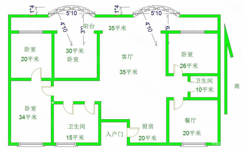 如意住宅小区(A区)4室2厅2卫235㎡南北170万