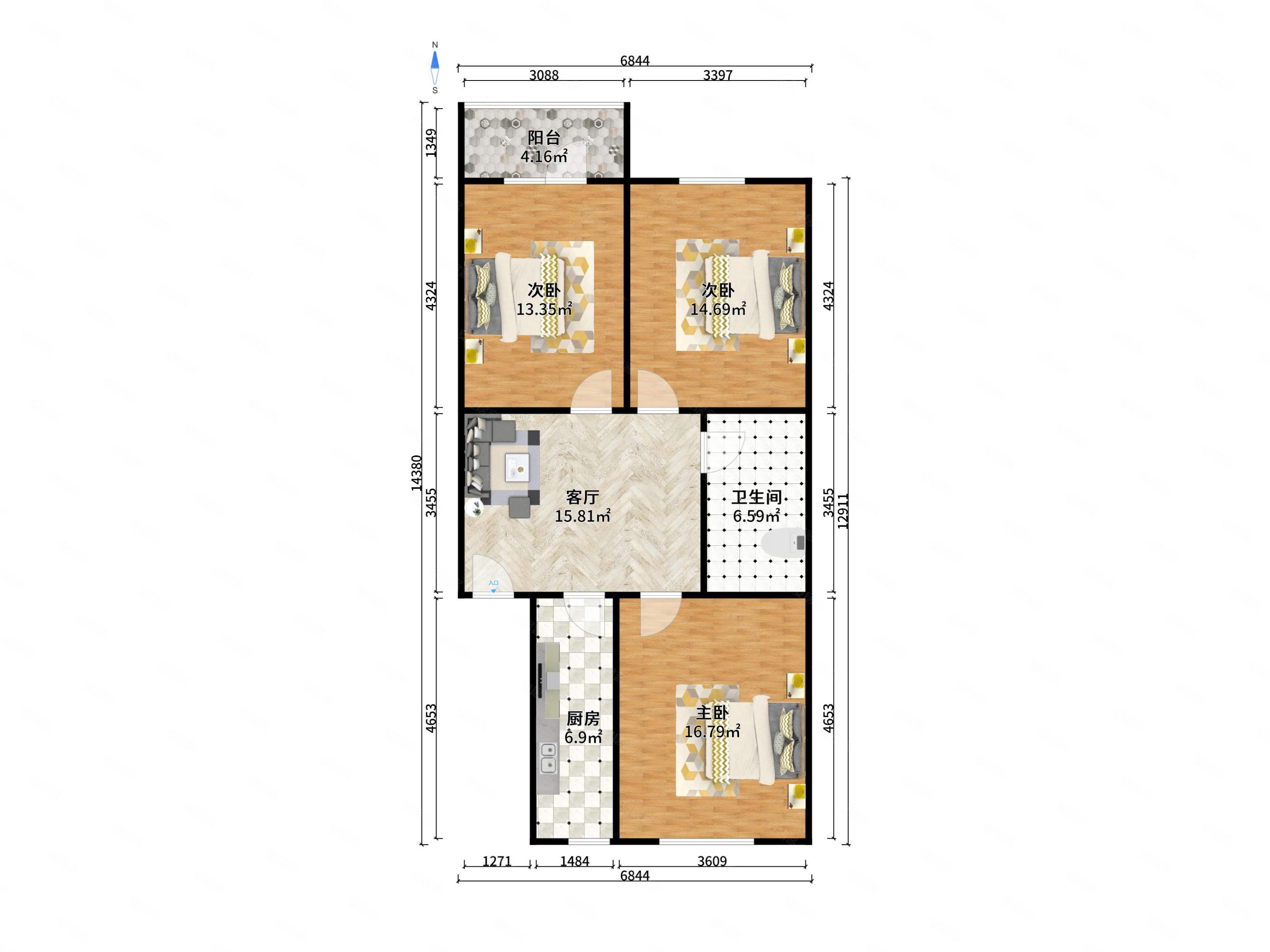 河西区友谊路街 谊城公寓三室一厅 中心西园片 位置好楼龄新