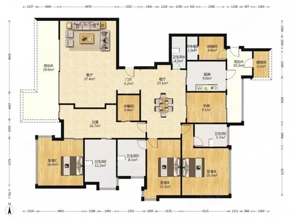 广州白云南湖新天半山新天半山 南北通透 低楼层 超大平层 家具全新