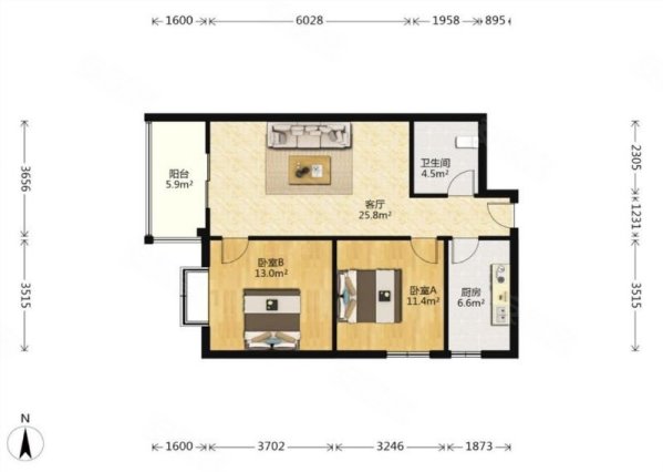 澳城大厦2室2厅1卫94.96㎡西南97万