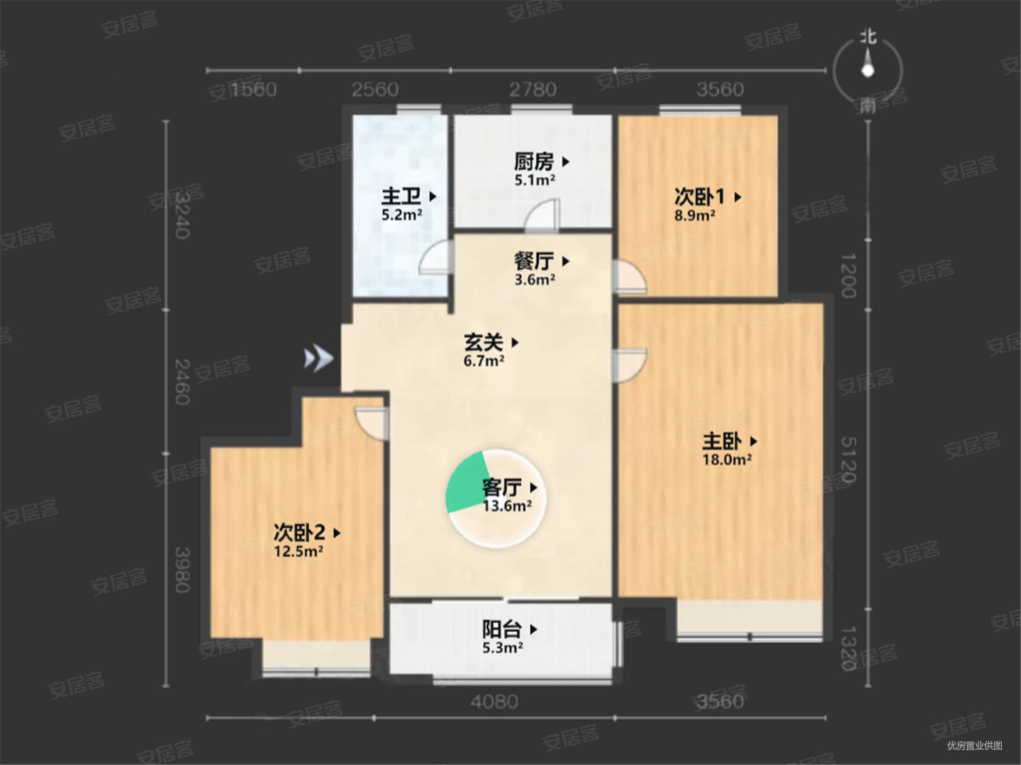 华润公元九里3室2厅1卫89㎡南240万