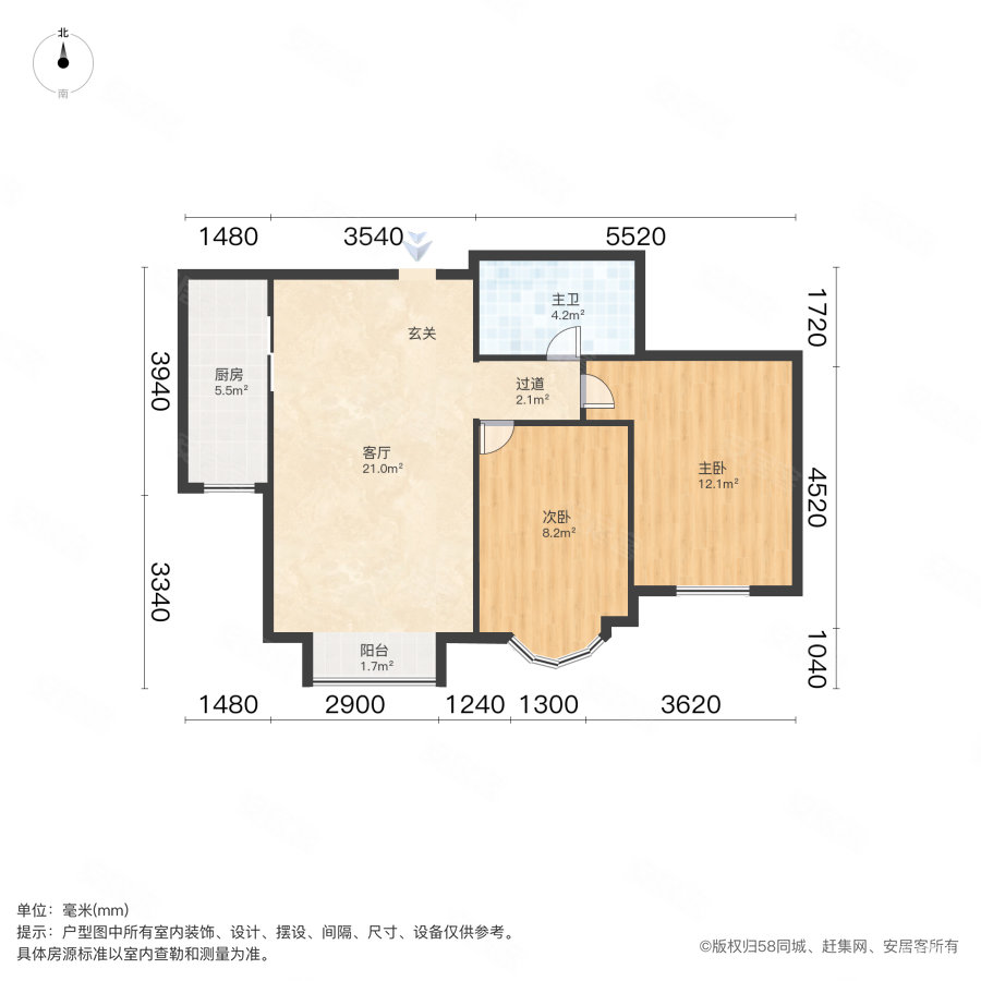 鸿正富贵嘉园2室1厅1卫91㎡南100万