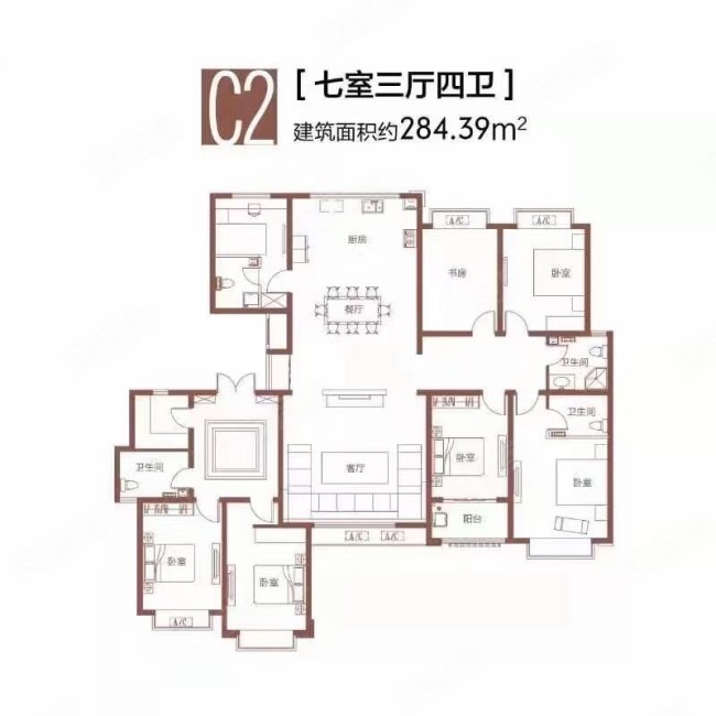 175万出售国贸花园287平七室三厅四卫大平层一套