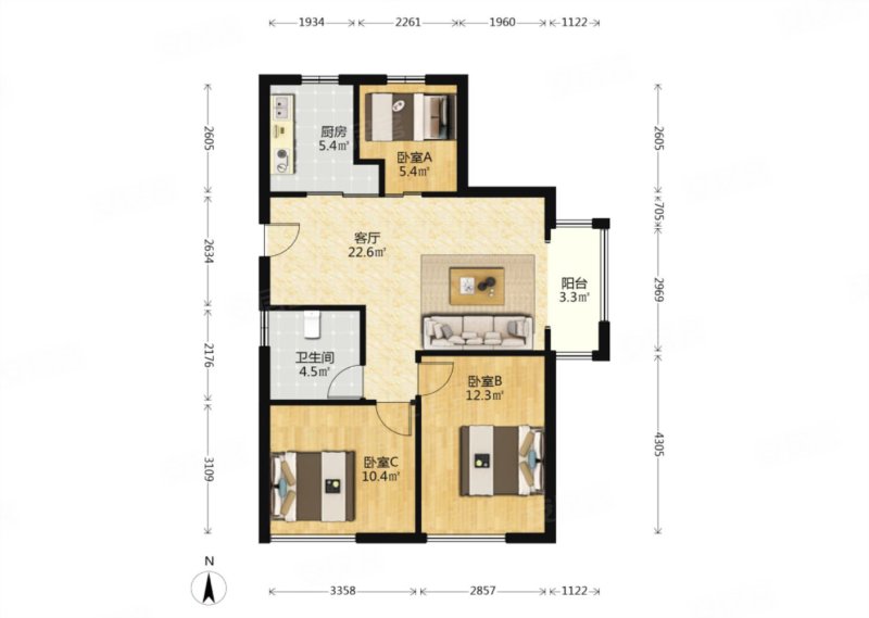 实验)精装东边户套三 钥匙在手随时看房
