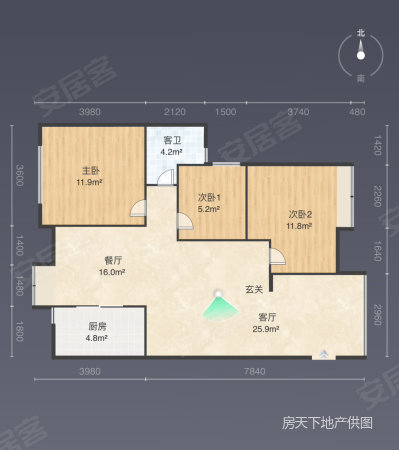 韶关碧桂园2室2厅1卫70㎡南北33万