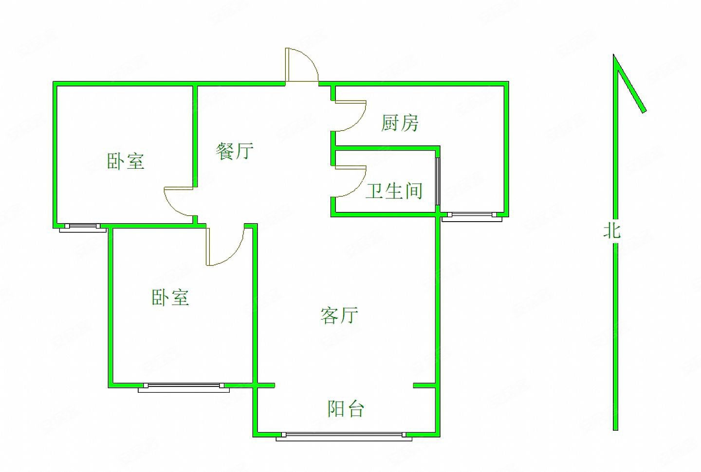 旺角花园2室2厅1卫88㎡南北71万