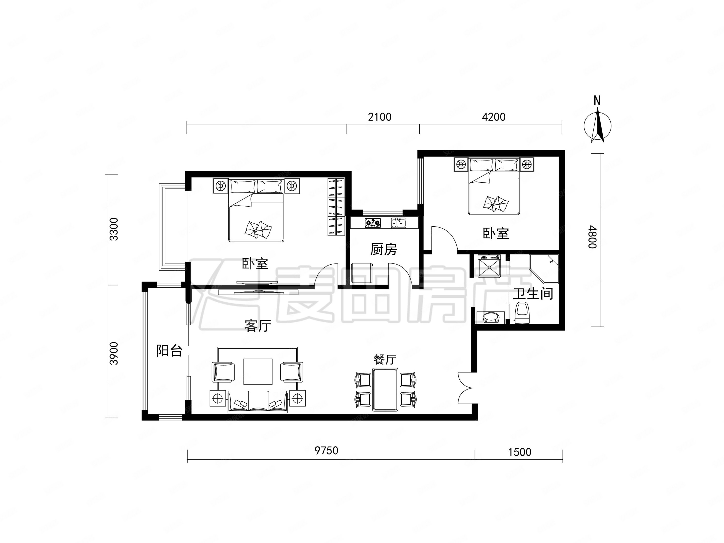 业主换房 方便看,百环家园二手房,599万,2室1厅,1卫,104平米-北京安居
