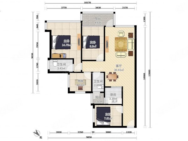 御珑豪园精装3房 全齐家私家电 双地铁采光通风户型好,龙岗租房-深圳