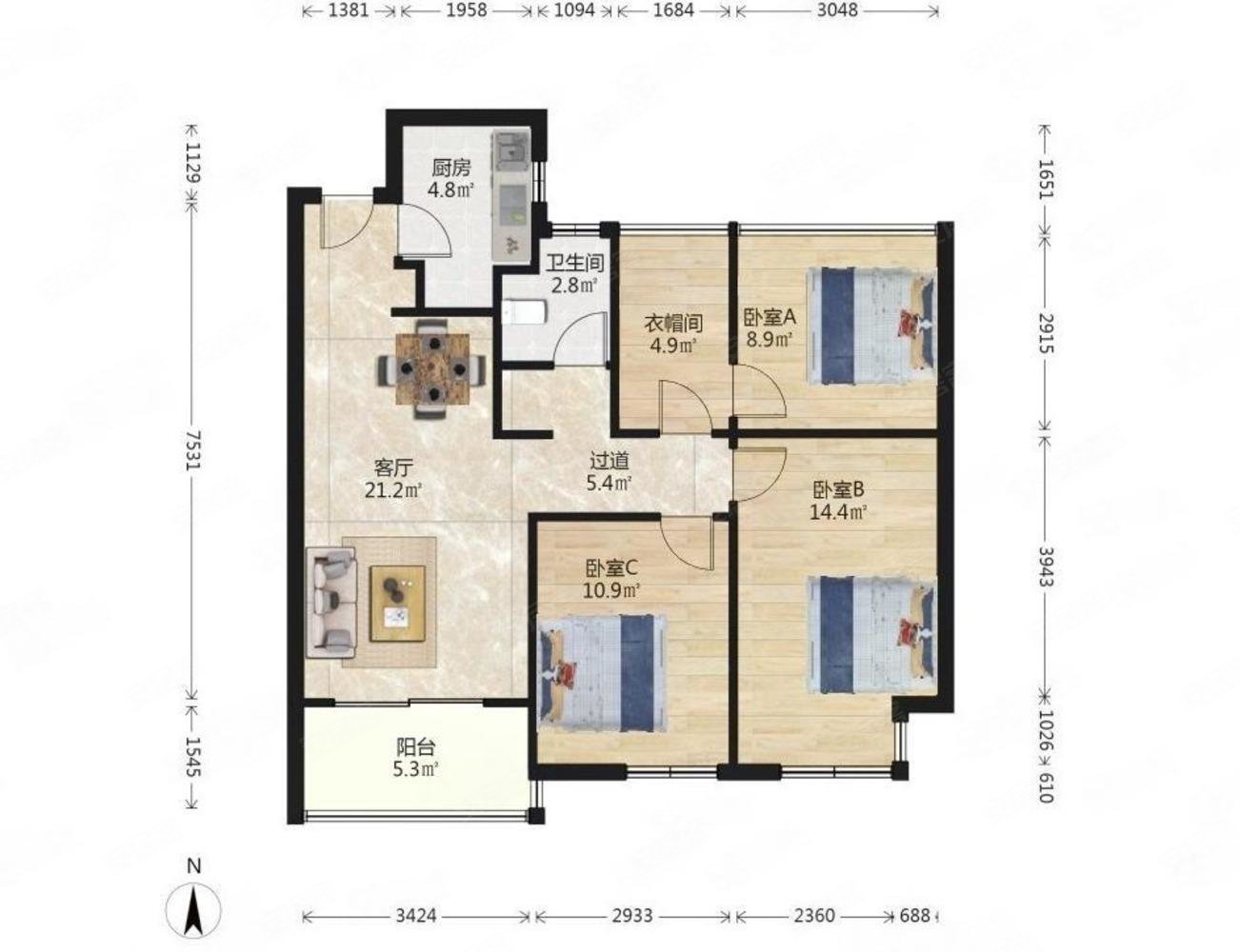 九龙湖珑湾花园精装三房次顶楼可看湖景