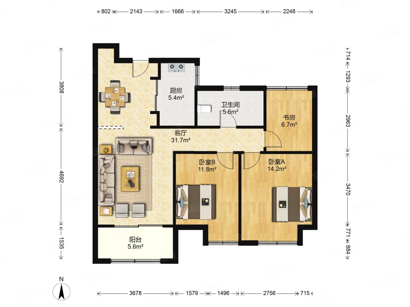 保利梧桐语经典小三房户型方正装修好带车位价可谈看房随时,保利梧桐