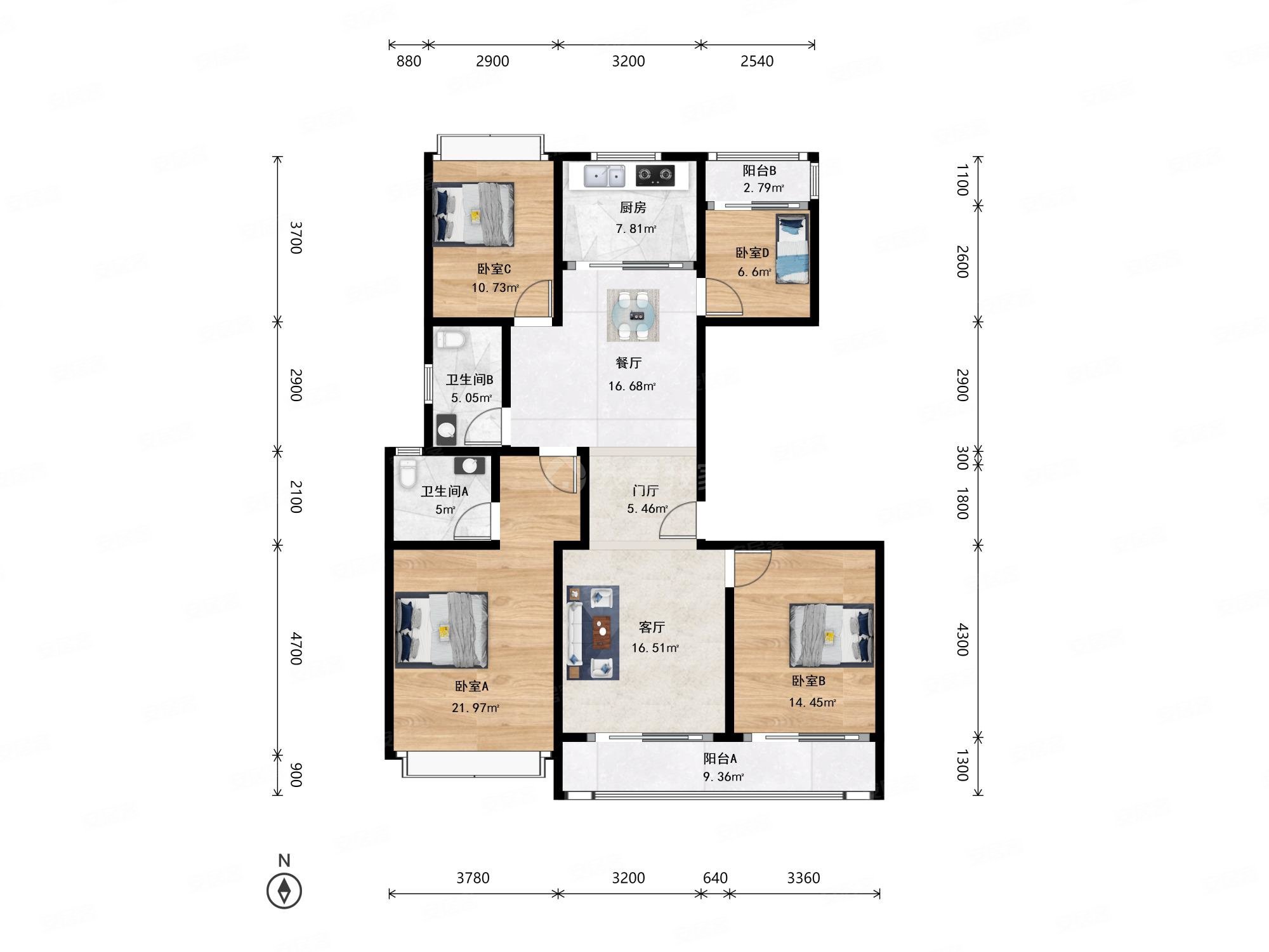 申花滨融府4室2厅