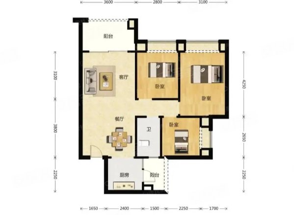 合景花漫里3室2厅1卫90.79㎡南89万