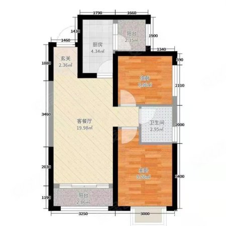 东景苑2室2厅1卫84.88㎡南48万