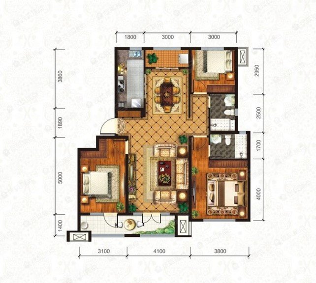 中海珑玺3室2厅2卫129.98㎡南北200万