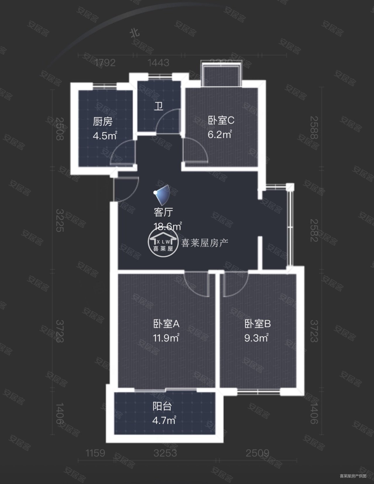 古楼北里3室2厅1卫68.98㎡南358万