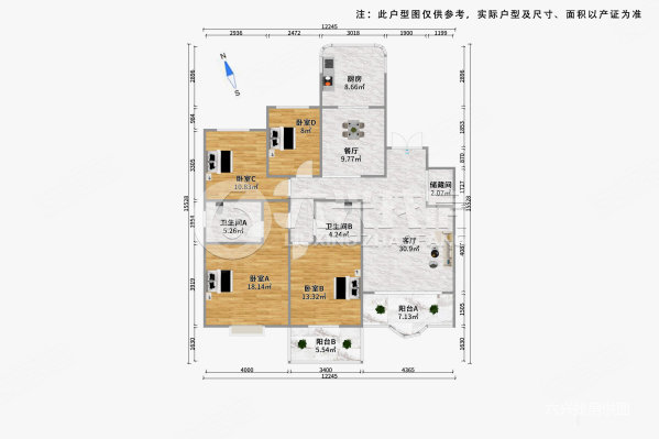 长阳新苑4室2厅3卫146.96㎡南921万