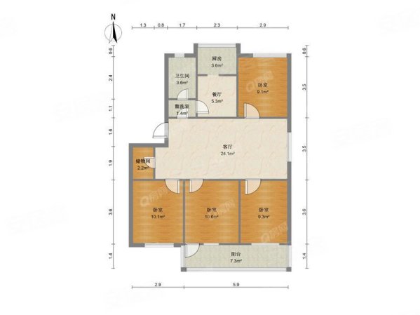 方桥小区4室2厅1卫106㎡南159万