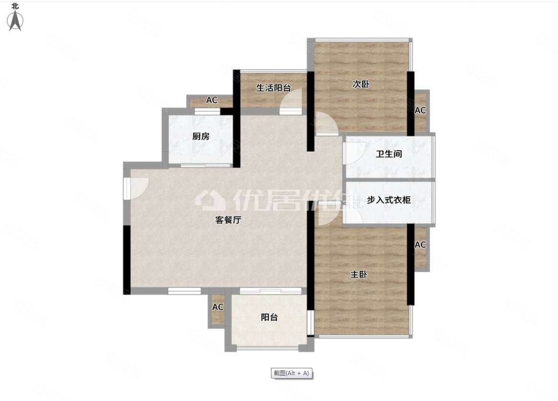 红日山湖3室2厅2卫87㎡南北68万