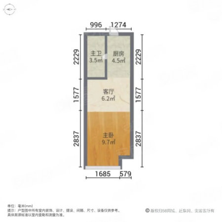 华润万象城1室1厅1卫40.59㎡南北80万