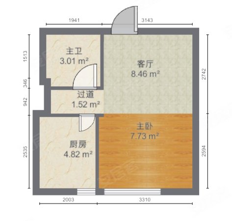 东北角艺术公寓1室1厅1卫47㎡南北180万