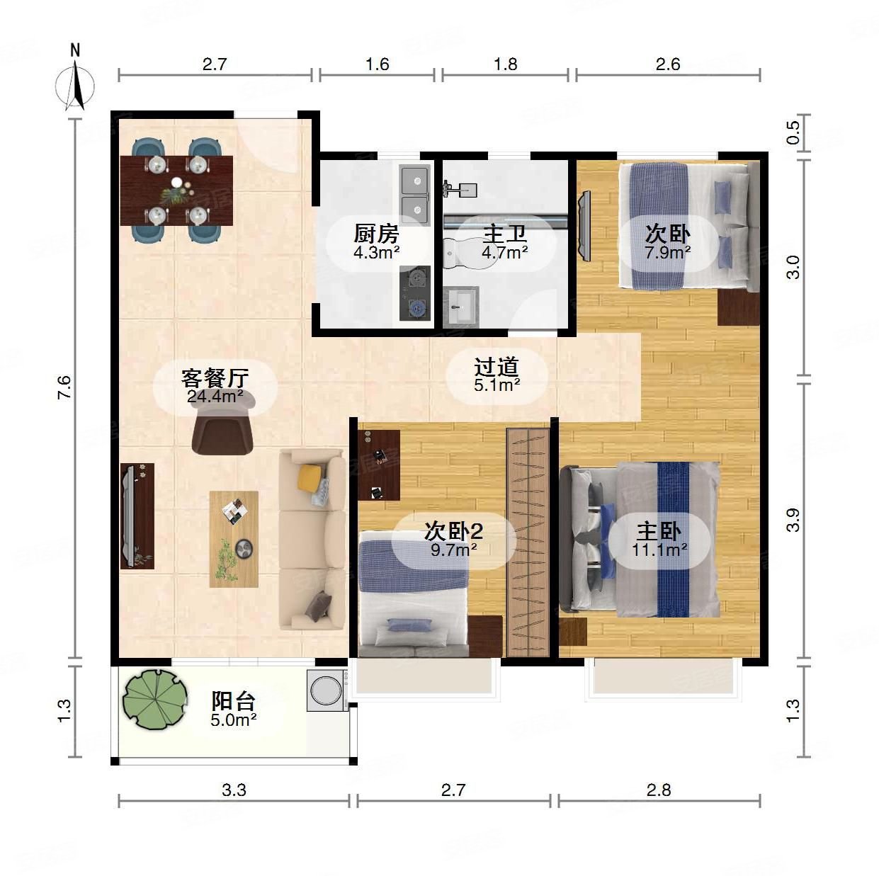 武汉融创城正规商品房次新小区地铁口旁正南朝向小三房