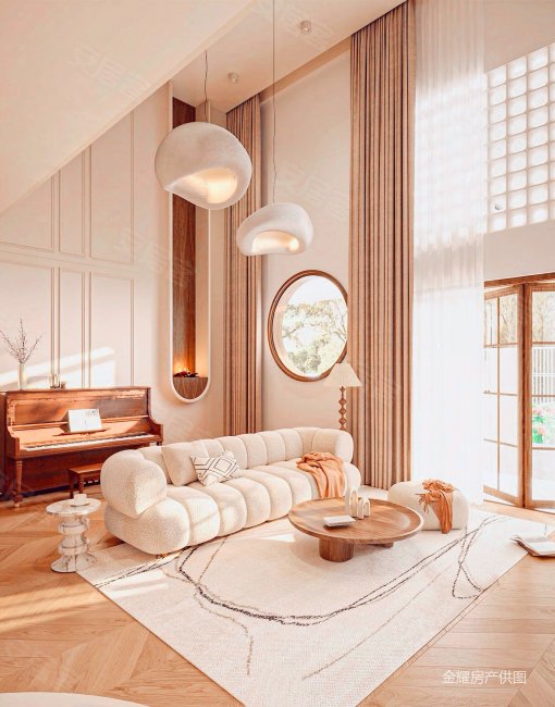 金融城正看双子塔装修6米跃层轻奢小户家具家电全带