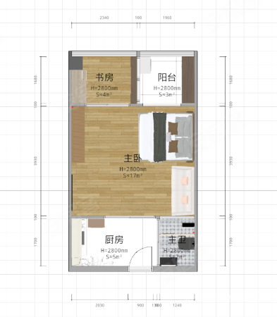 春禧公寓1室1厅1卫32.23㎡南北35万