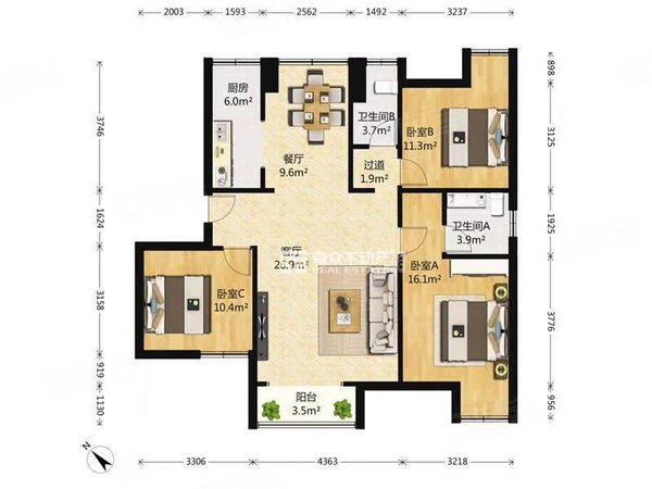 沈阳沈河文艺路雅颂大苑雅颂大苑 豪华3室 二中