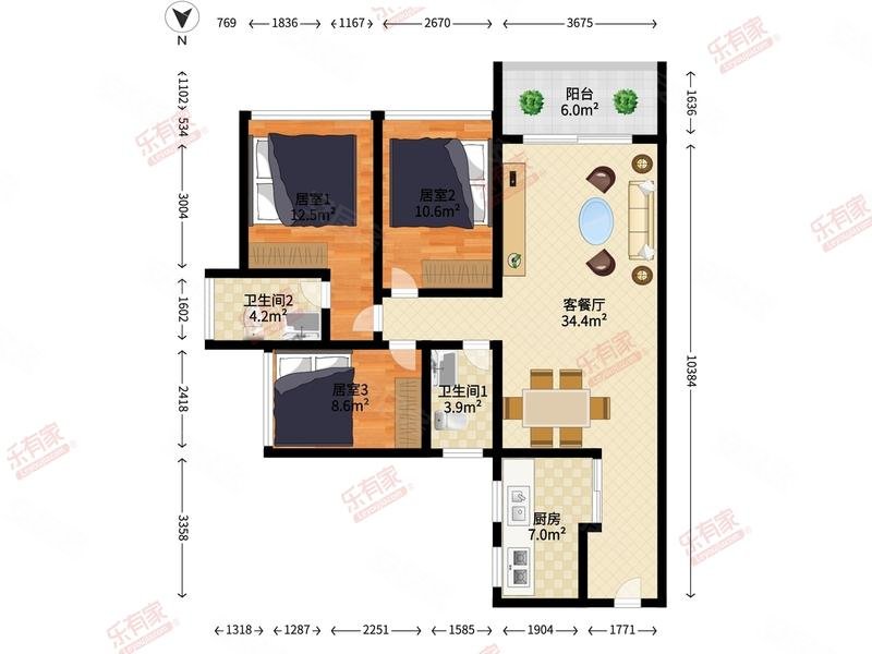 近地铁新小区三房,看河景,高楼层,满五 ,合正丹郡二手房,340万,3室2厅