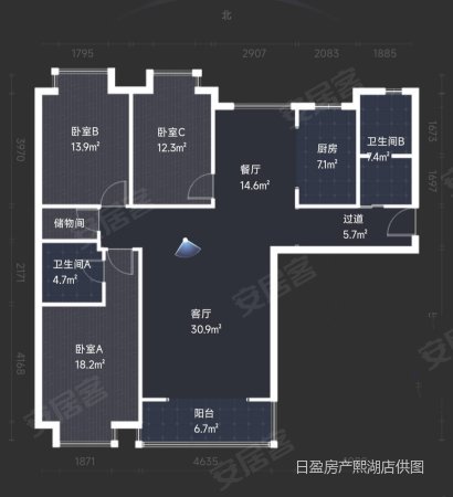 卓达星辰花园3室2厅2卫156㎡南北169万