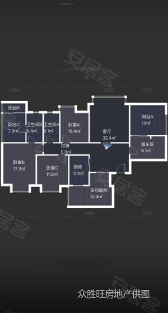 睿力上城4室2厅2卫125.89㎡南北222.8万