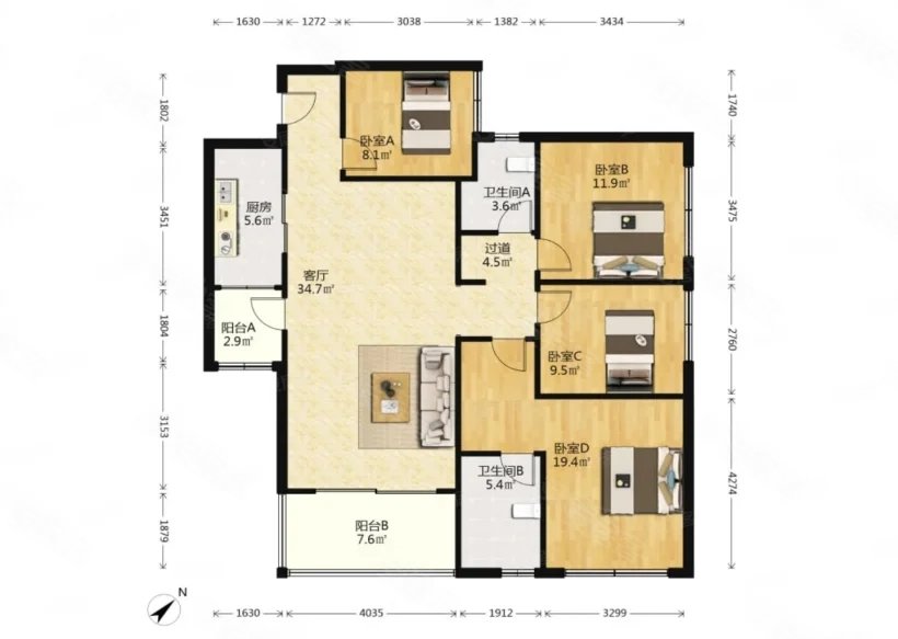 顺江路地铁口130w出大套四精装修拎包入住