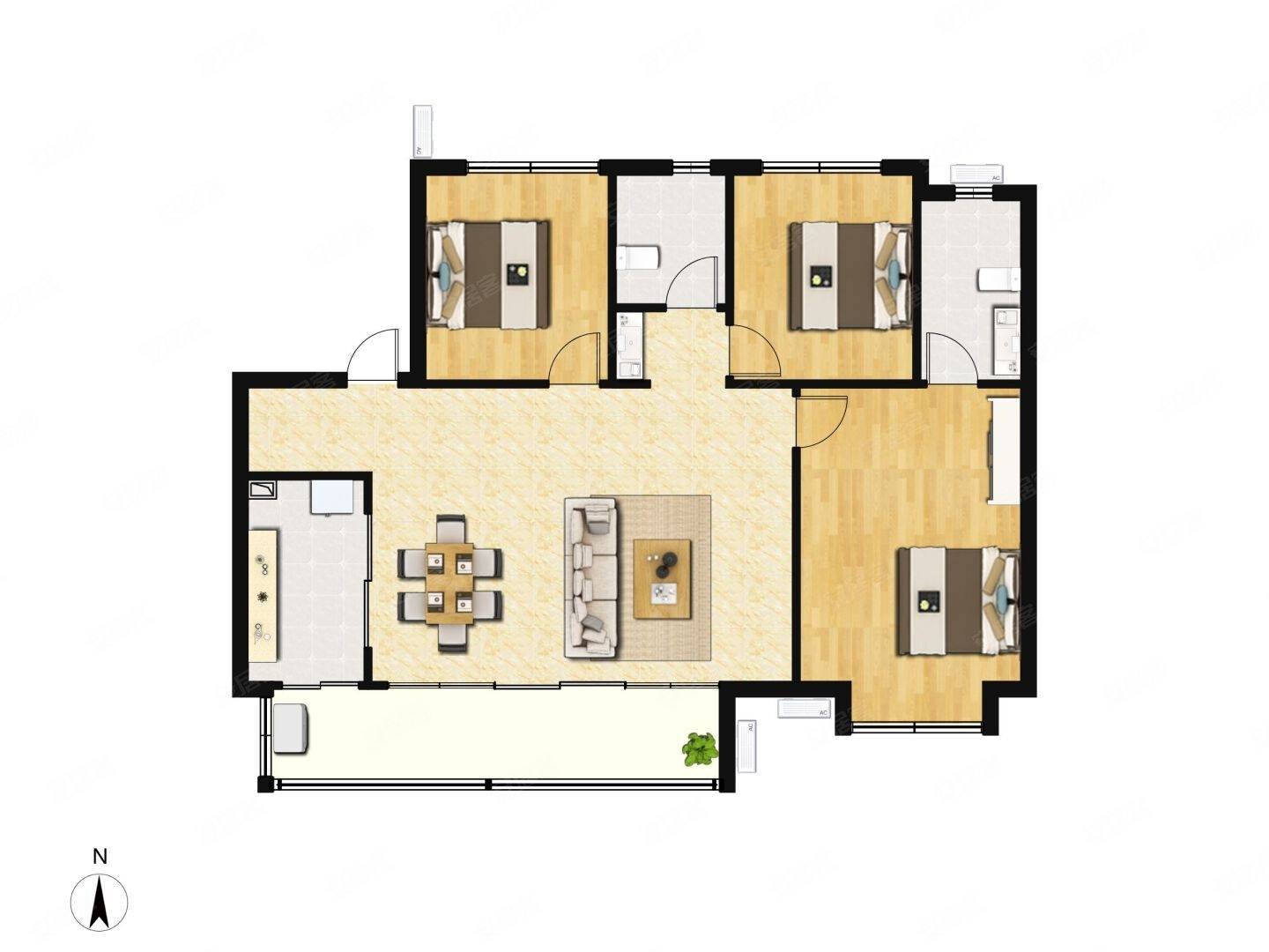 雄飞生活广场(商住楼)3室1厅1卫55㎡南北35万