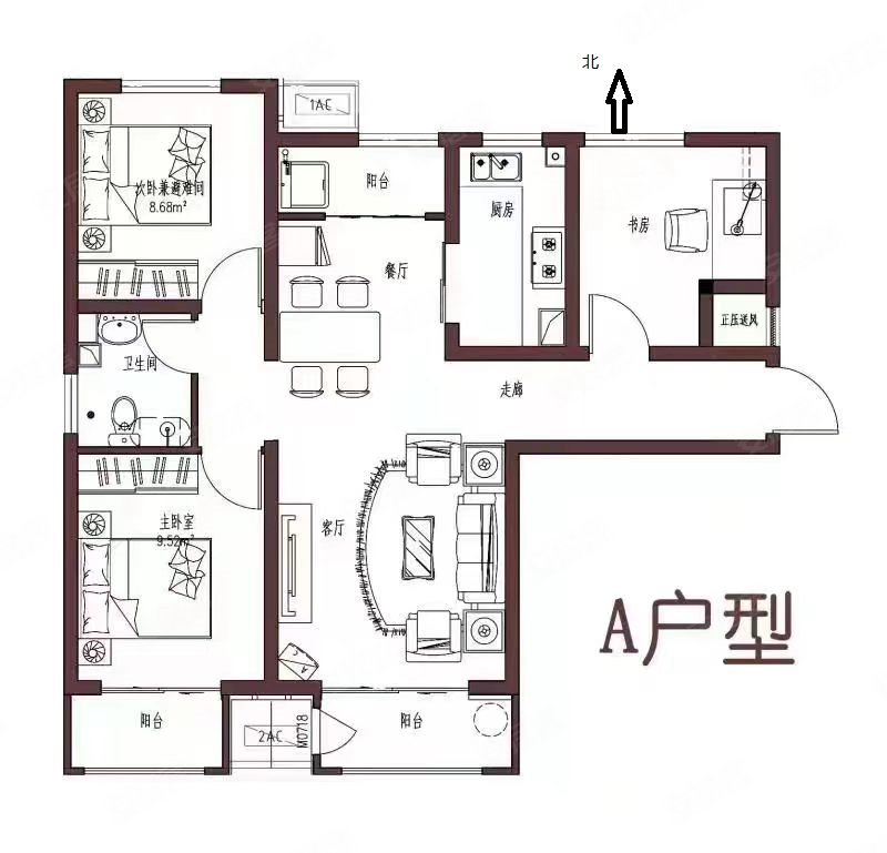 东方理想城3室2厅1卫103㎡南北136万