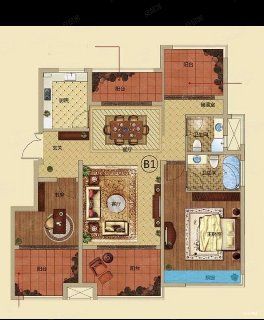 万悦城精装105平三室两卫82万