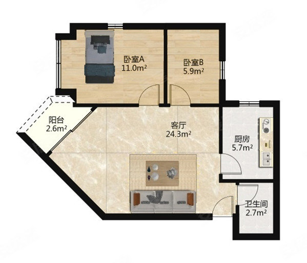 天成大厦2室2厅1卫67.82㎡南340万