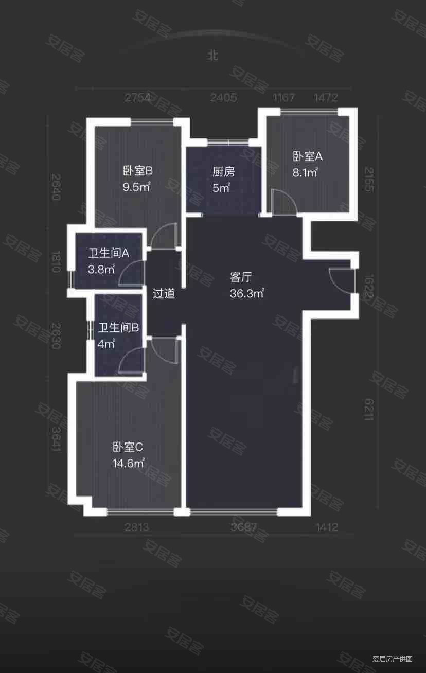 绿城桂语蘭庭3室2厅2卫119.57㎡南北177万