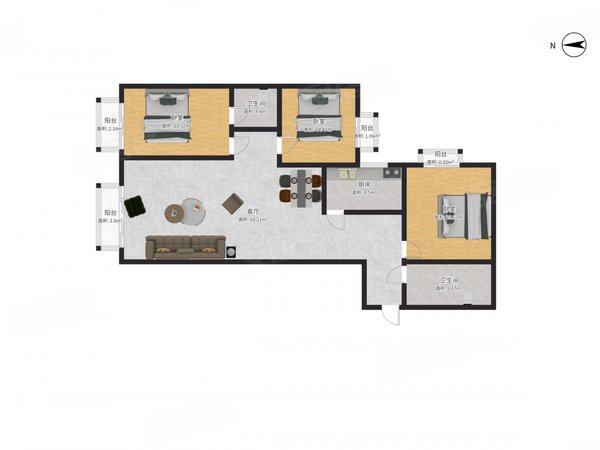 北京海淀甘家口车公庄西路22号院海赋国际 精装电梯三居室 家具家电