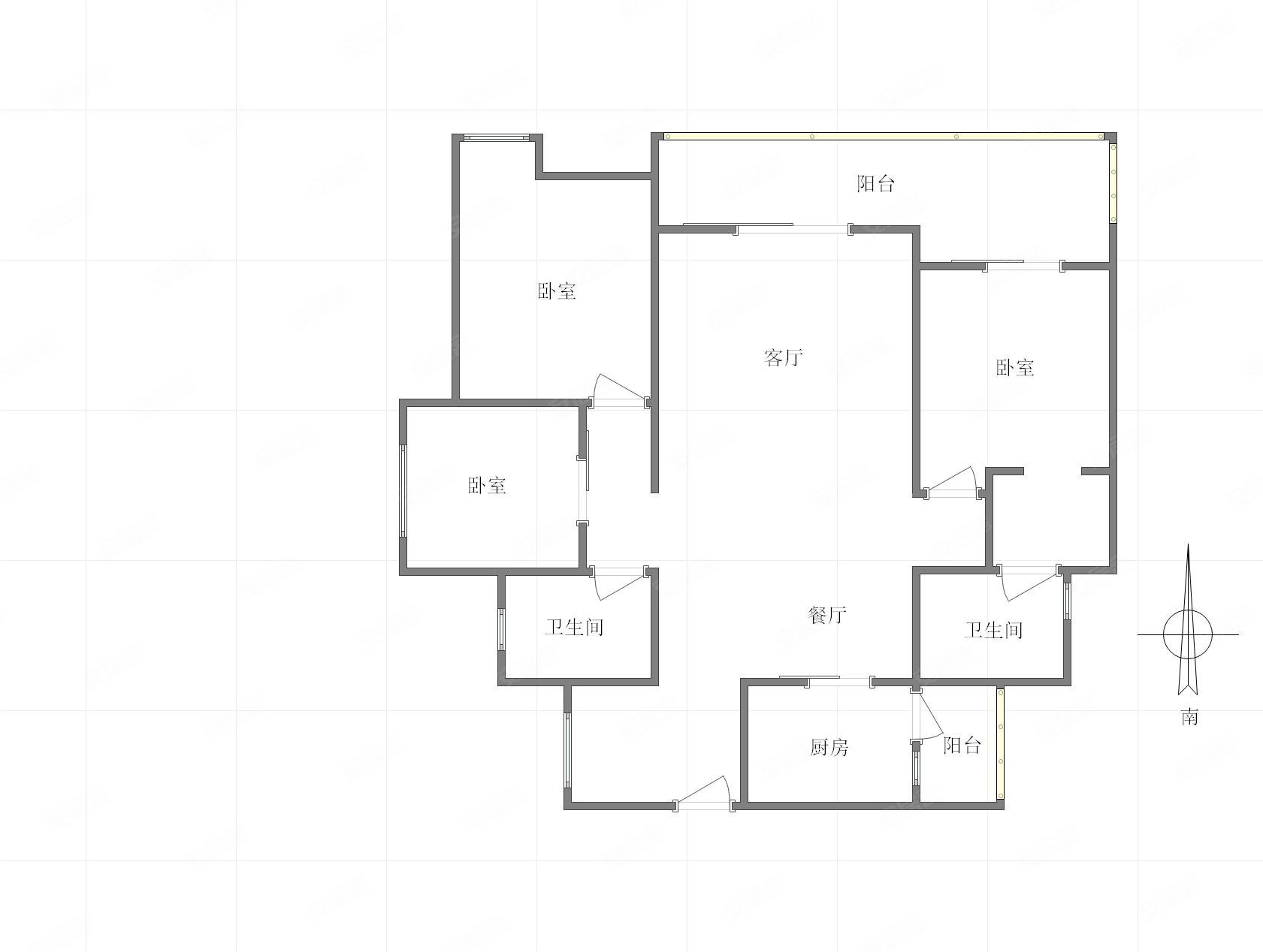 万友七季城(A区)3室2厅2卫135.31㎡南北121.6万