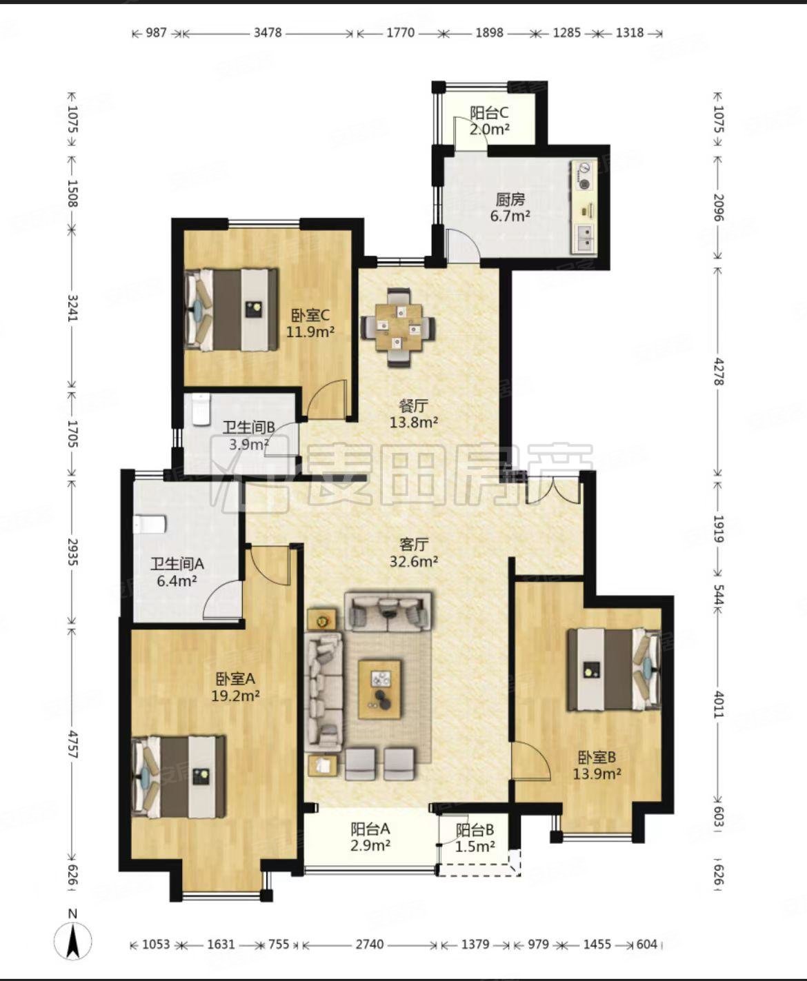 嘉铭桐城眼镜户型三居南北通透高楼层人车分流