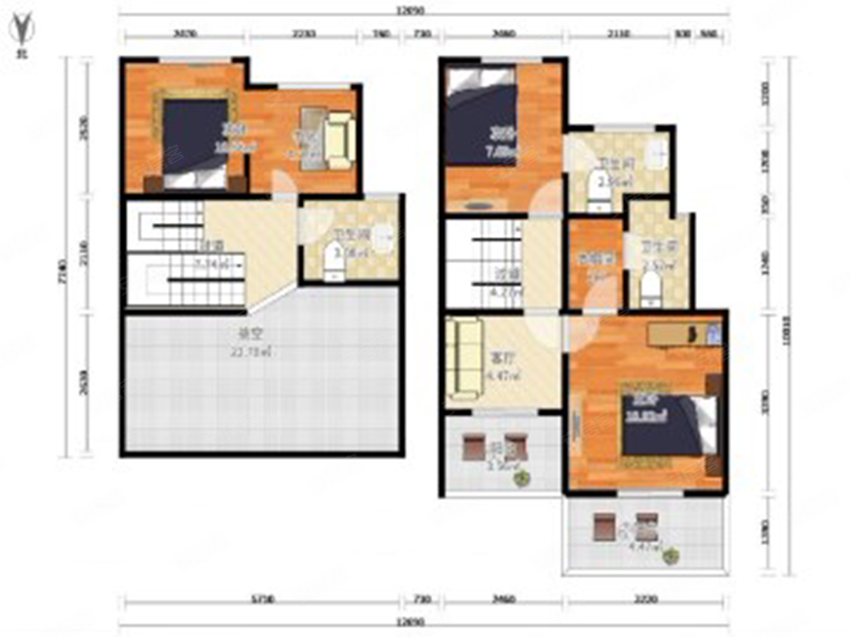 别墅区冷门双层复式户型,6米挑高套内面积180,业主出价就卖