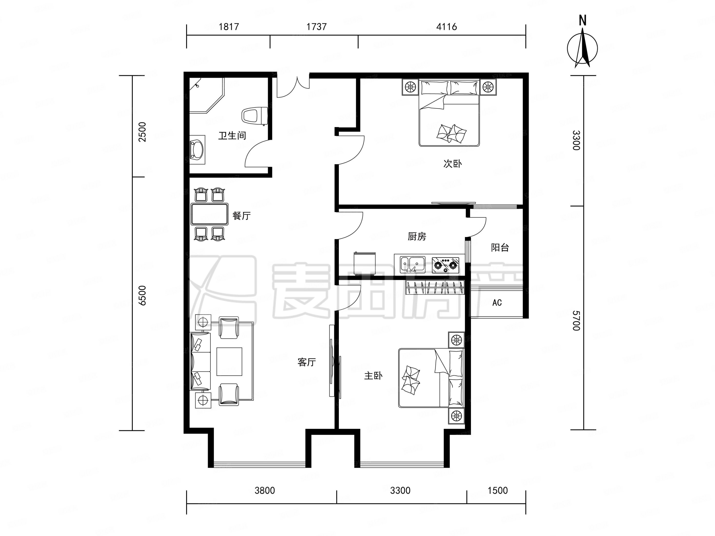 润泽公馆2室2厅1卫87㎡南848万